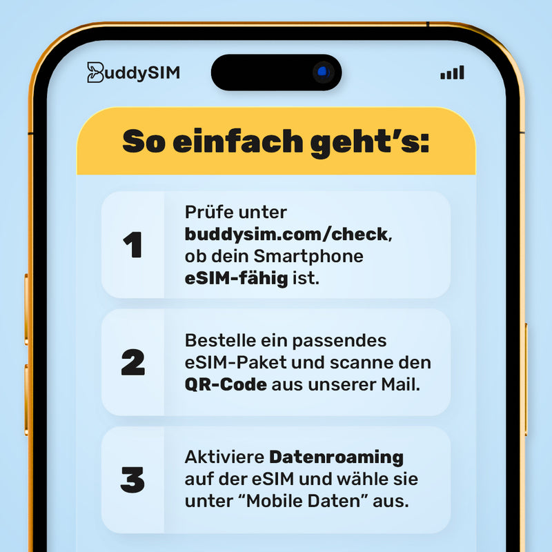eSIM BuddySIM Prepaid SIM für Mobile Daten