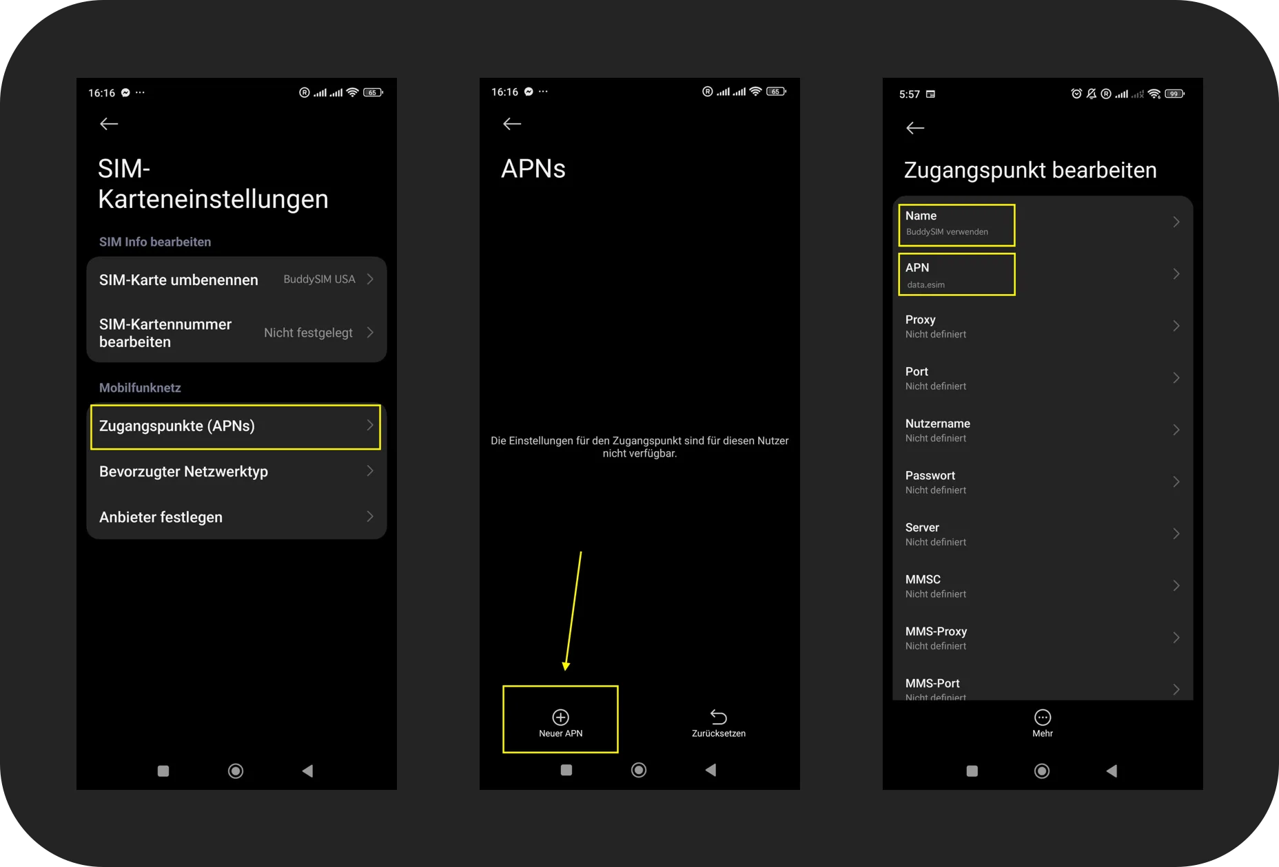 Enter Xiaomi APN data.esim manually – Xiaomi 13 Lite – BuddySIM